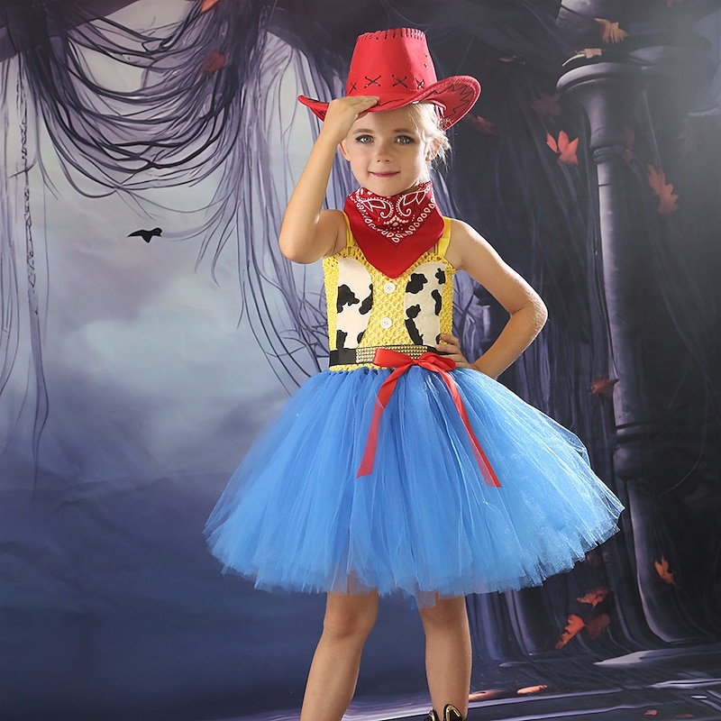 Cowgirl Woody Halloween Dress Cosplay Costume Tutu Cosplay Kid's Girls' Carnival Masquerade Mardi Gras Party / Evening Easy Halloween Costumes Dress Up2