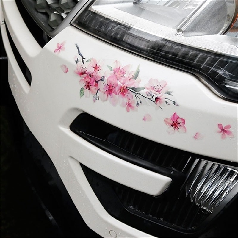 Cherry Blossom Floral Car Stickers Love Pink Car Tuning Styling Accessories2