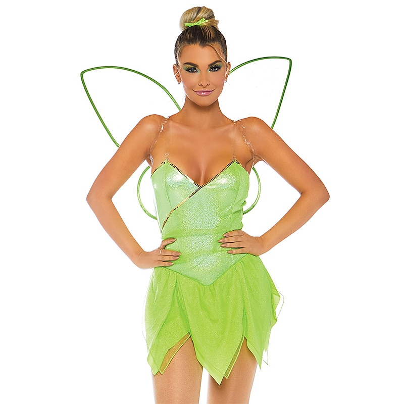 Women's Tinker Bell Fairy Dress Cosplay Costume Fairy Wings For Halloween Carnival Sexy Costume Adults' Dress