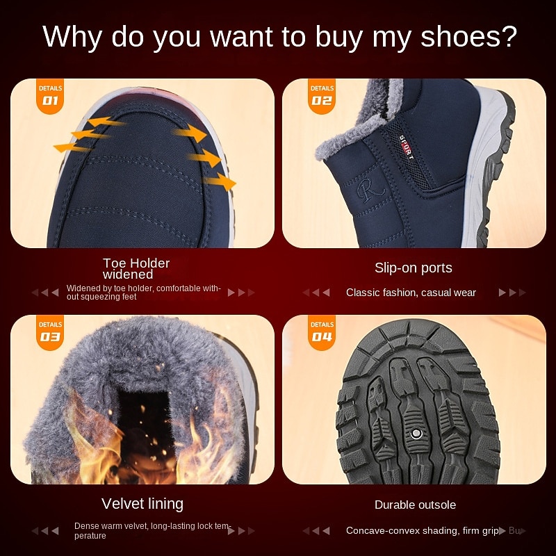 Women's Black Slip-On Winter Shoes with Plush Lining and Non-Slip Sole - Waterproof and Warm Outdoor Footwear4