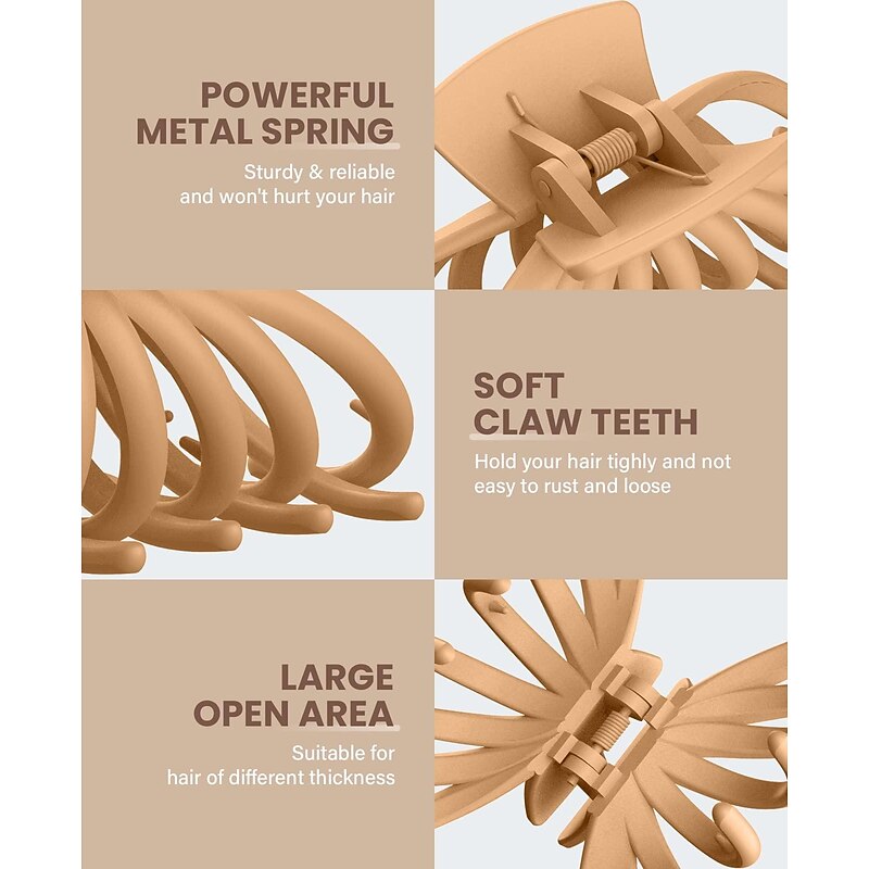 Hair Clips for Women, 4.7 Inch Large Claw Clips for Thick Thin Long Hair, Strong Hold Big Jaw Hair Clips Matte Non-Slip,Styling Hair Accessories for Women Girls Christmas Gifts Stocking Stuffers3