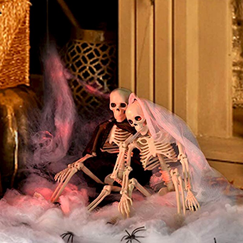 Halloween Skeletons, Full Body Posable Joints Skeletons for Halloween Decoration Bride Groom Halloween Party Favors Haunted House Accessories Indoor Outdoor Spooky Scene Decoration2