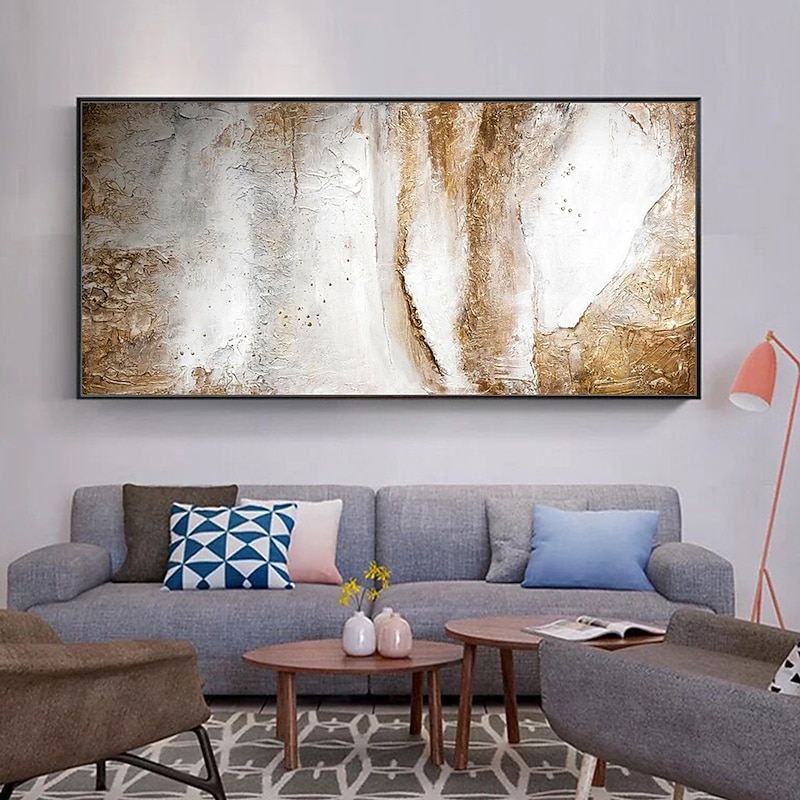 Mintura Handmade Abstract Thick Texture Gold Oil Paintings On Canvas Wall Art Decoration Modern Pictures For Home Decor Rolled Frameless Unstretched Painting2