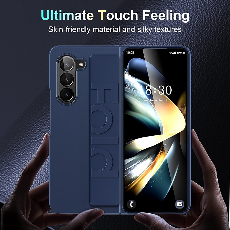 Phone Case For Samsung Galaxy Z Fold 7 Z Fold 6 Z Fold 5 Z Fold 4 Z Fold 3 Back Cover Portable Bumper Frame with Wrist Strap TPU Silicone3