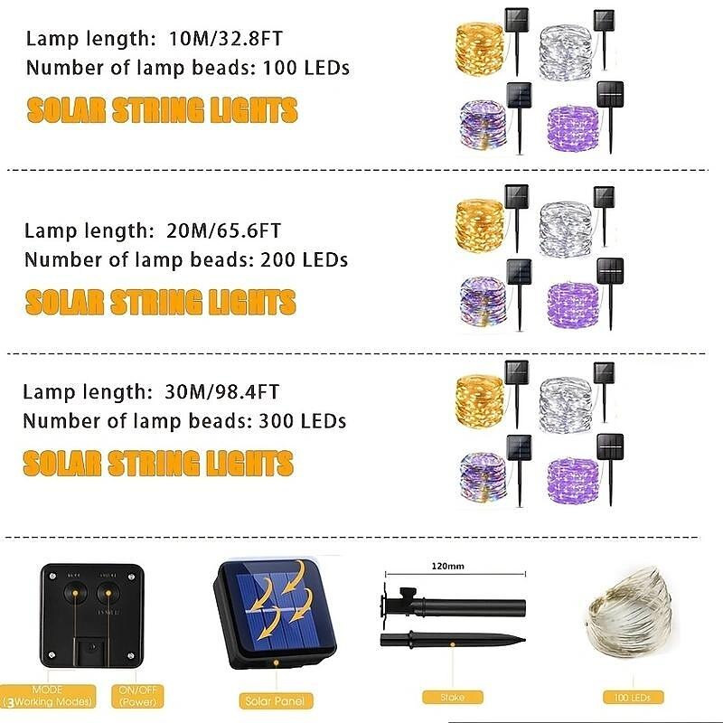 Solar Copper Wire Lights Led Fairy Lights String Outdoor Waterproof Ground Plug Decorative Lights Christmas Lights4