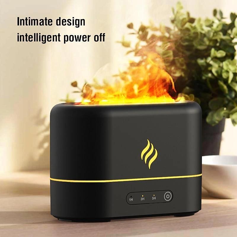 LED Smart Light Simulation Flame Ultrasonic Humidifier Aromatherapy Diffuser 7 Colors Lighting Diffuser USB Free Filter Essential Oil Diffuser Air Freshener For Bedroom Travel3