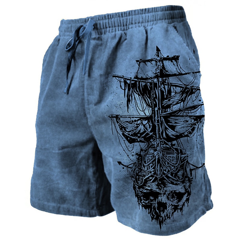 Men's Graphic Prints Sailboat Sweat Shorts Beach Shorts Terry Shorts Mid Waist Casual Athleisure Daily Holiday Streetwear Drawstring Elastic Waist 3D Print Designer Clothing Apparel3