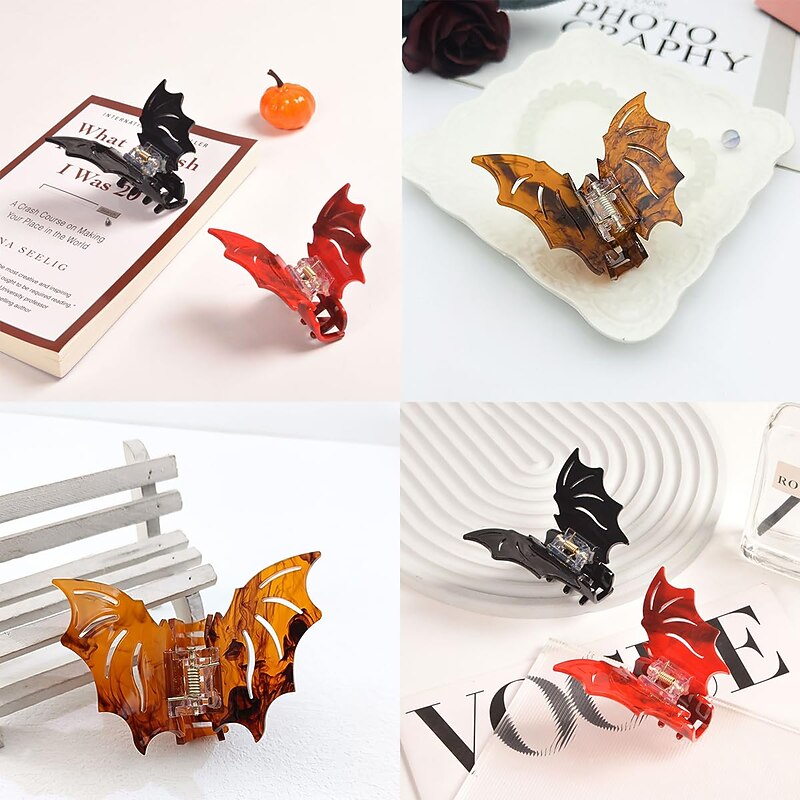 1PC Bat Hair Clip Halloween Gothic Solid Color Hair Accessories for Women Girls Teens Stage Show Party Birthday Hair Pins Decoration3