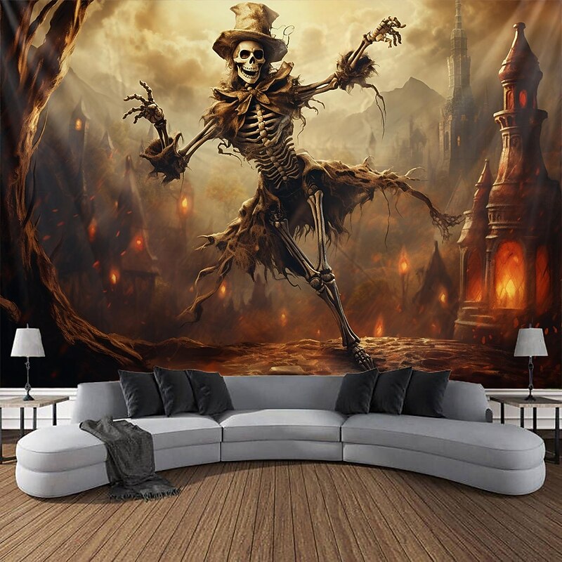 Skull Skeleton Hanging Tapestry Wall Art Large Tapestry Mural Decor Photograph Backdrop Blanket Curtain Home Bedroom Living Room Decorations3