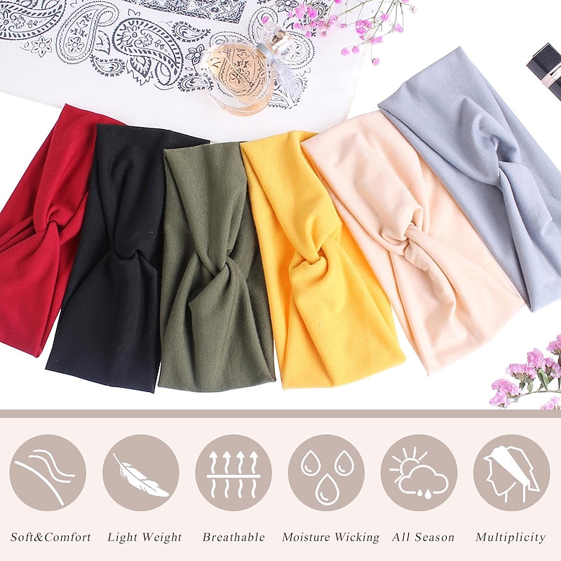 1PC Women's Headbands Twisted Cross Elastic Headbands Yoga Running Workout Headbands Non-Slip Sweat Soft Headbands Solid Color Simple Versatile Hair Accessory Headbands2