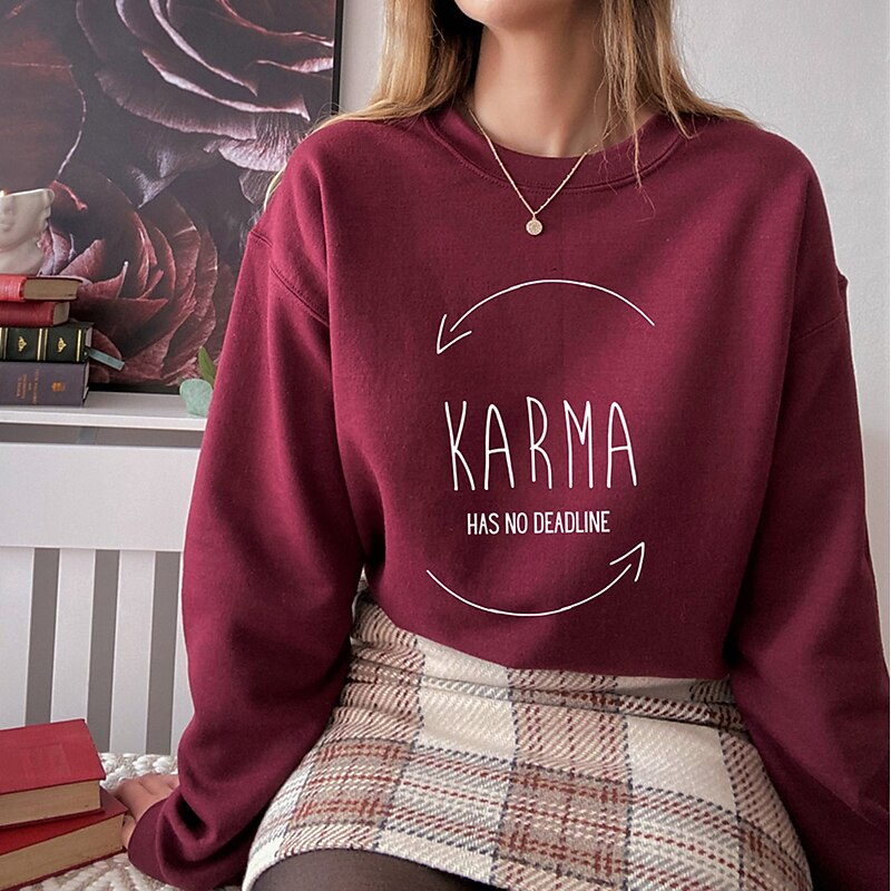 Women's Sweatshirt Pullover Letter Street Casual Sports Basic Round Neck Long Sleeve Top Micro-elastic Fall & Winter Comfrt Breathable Soft Fabric2