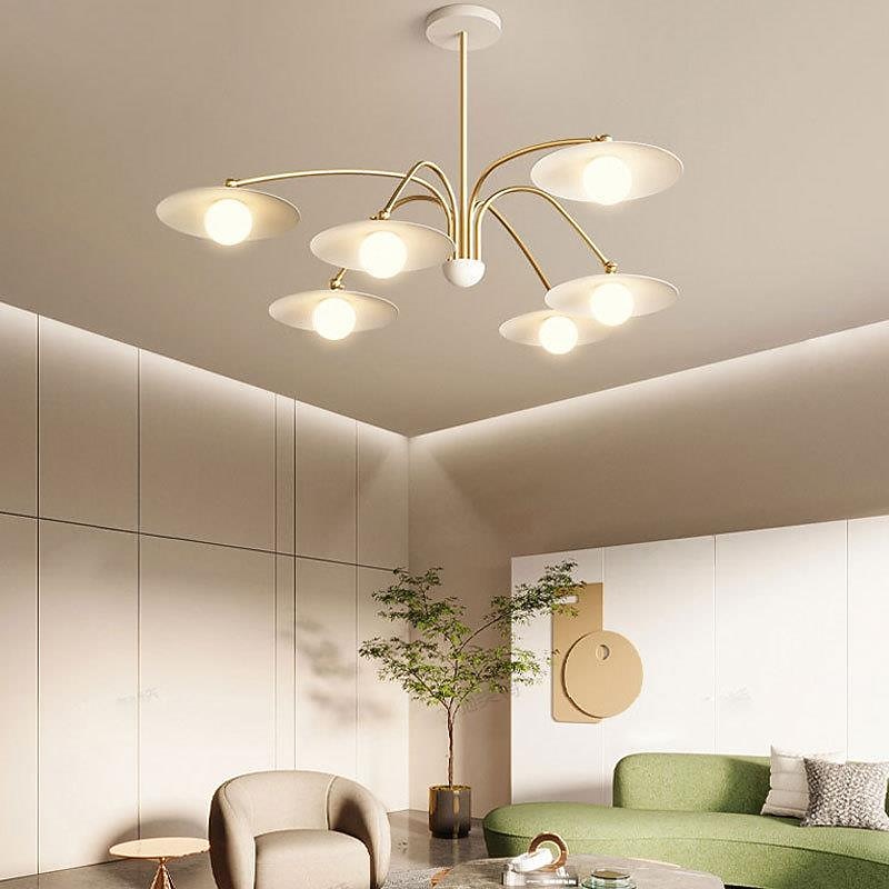 Modern LED Chandelier Lighting Lamp 6/8 Head 3 Color White Metal Glass Indoor Fixture Light for Living Room Bedroom 110-240V3