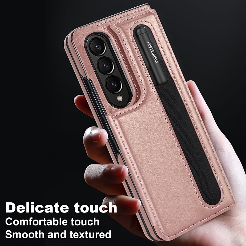 Phone Case For Samsung Galaxy Z Fold 7 Z Fold 6 Z Fold 5 Z Fold 4 Z Fold 3 Leather With Card Holder Kickstand with Pen Slot Holder Solid Color PC PU Leather4