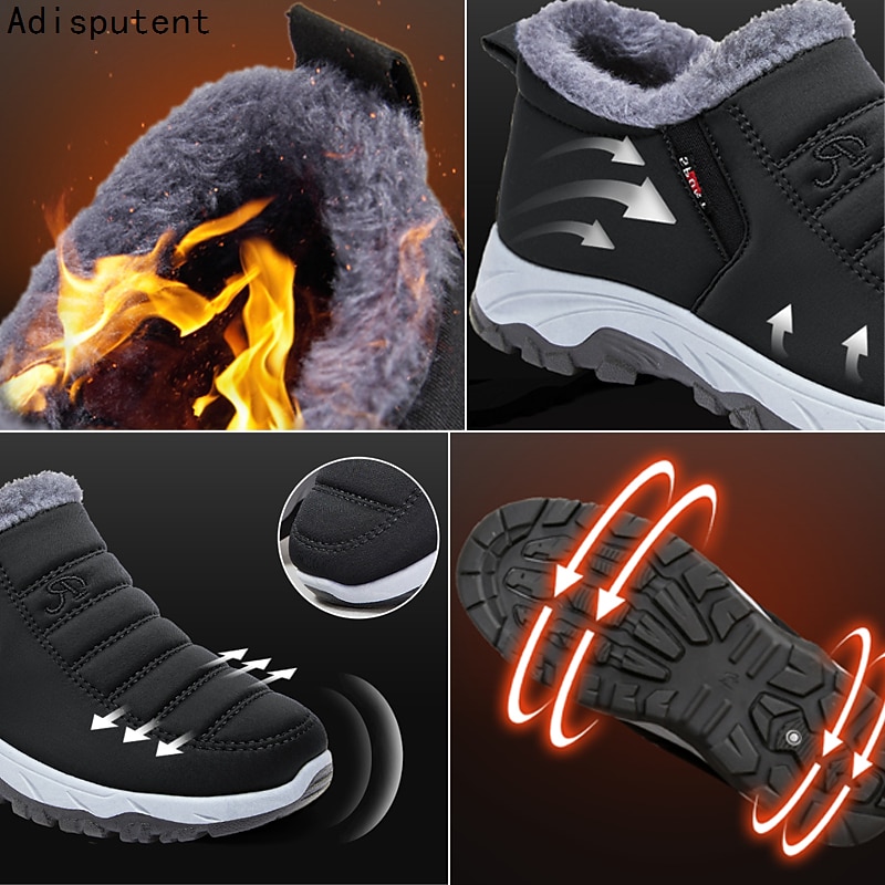 Men's Winter Thermal Waterproof Snow Boots – Slip-On Design with Plush Lining and Anti-Slip Sole for Cold Weather Outdoors4