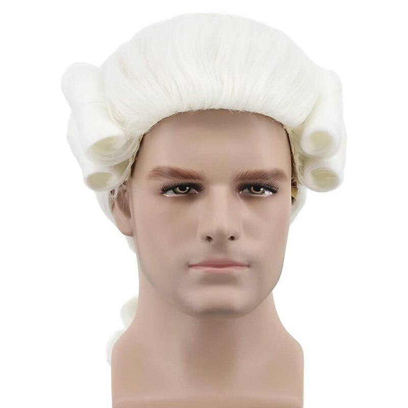 Long Mens George Washington Cosplay Curly Gentleman Lawyer Wig Carnival Hair Halloween Wigs4