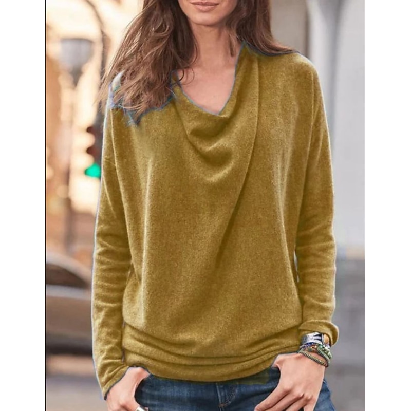 Women's Shirt Blouse Plain Elegant Fashion Daily Long Sleeve V Neck Regular Tops Valentine's Day Casual Pink Red Orange Green Khaki Fall & Winter3