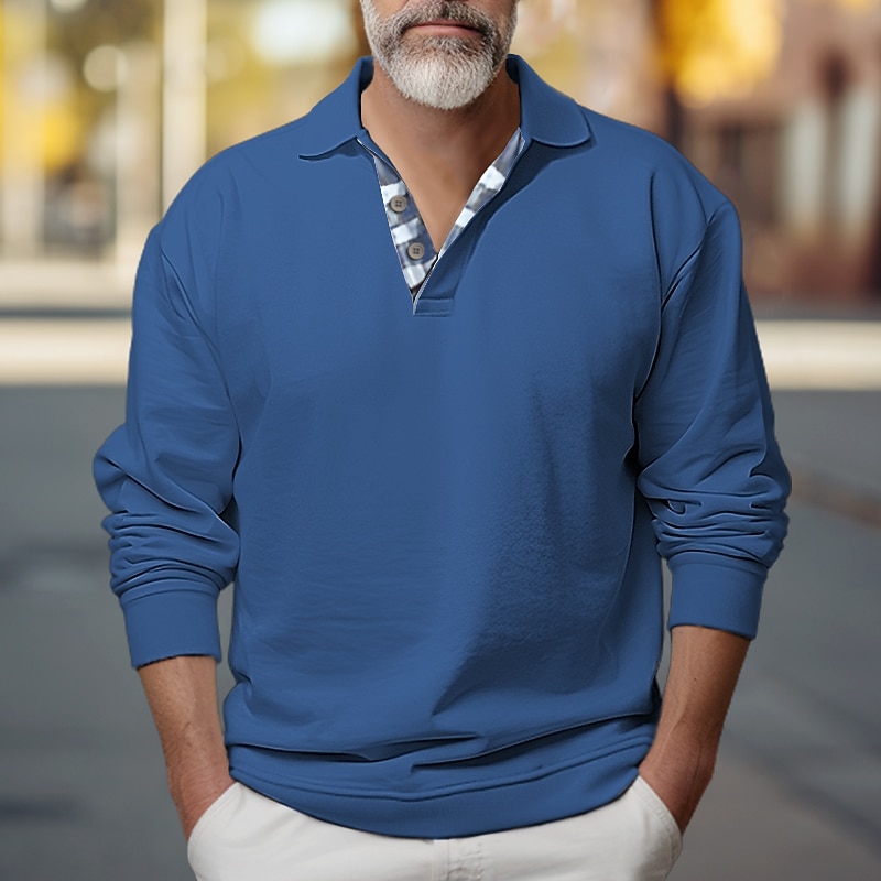 Men's Sweatshirt Black White Blue Khaki Gray Polo Collar Plain Sports & Outdoor Daily Holiday Polyester Streetwear Basic Casual Spring &  Fall Clothing Apparel Hoodies Sweatshirts  Long Sleeve