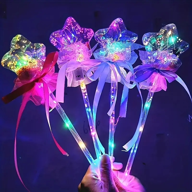 4PCS Light Up the Night with a Magical Star Wand - Perfect Gift for Kids!