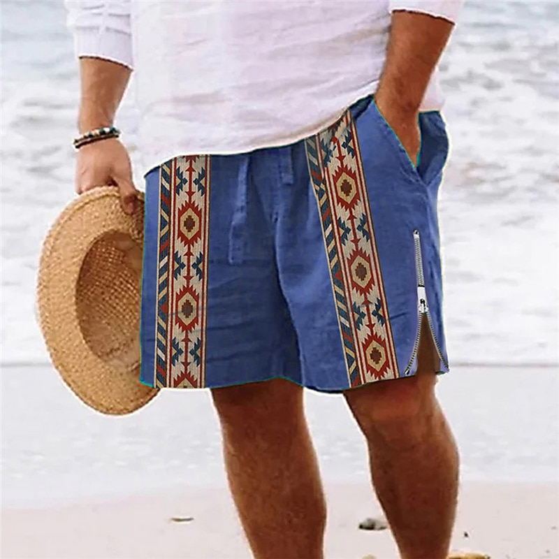 Men's Geometric Pattern Graphic Prints Swim Trunks Swim Shorts Board Shorts Mid Waist Vintage Ethnic Style Retro Vintage Casual Daily Holiday Zipper Pocket Elastic Waist Designer Clothing Apparel3