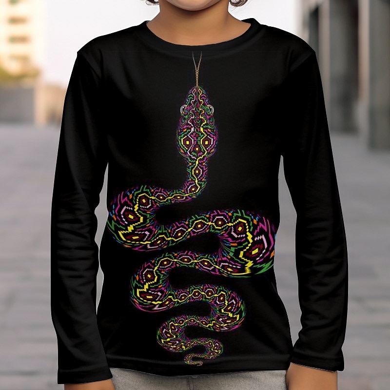 Boys' 3D Animal T shirt Tee Long Sleeve 3D Print Fall Winter Sports Fashion Streetwear Kids 3-12 Years Outdoor Casual Daily Regular Fit3