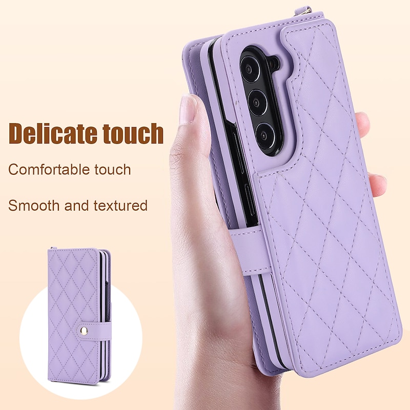 Phone Case For Samsung Galaxy Z Fold 7 Z Fold 6 Z Fold 5 Z Fold 4 Z Fold 3 Wallet Case Four Corners Drop Resistance Shockproof Retro TPU PU Leather4