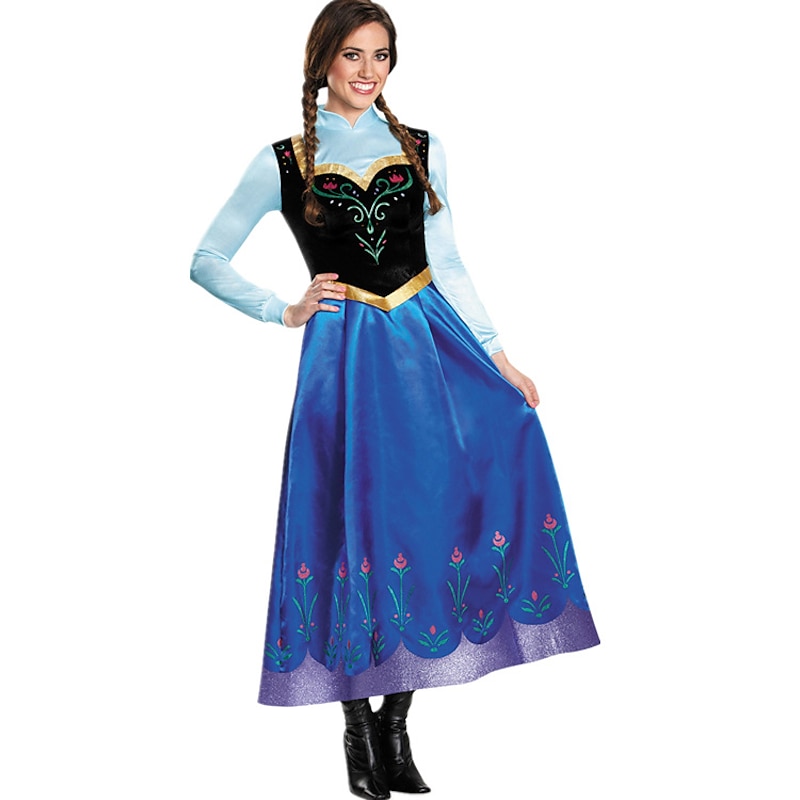 Fairytale Princess Anna Flower Girl Dress Theme Party Costume Tulle Dresses Women's Movie Cosplay Cosplay Halloween Blue Dress Halloween Carnival Masquerade Polyester With Wig4