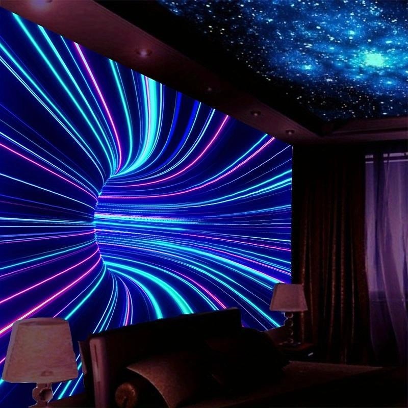 Blacklight Tapestry UV Reactive Glow in the Dark Glow Party Neon 3D Vortex Psychedelic Trippy Misty Hanging Tapestry Wall Art Mural for Living Room Bedroom4