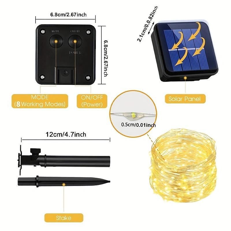 Solar Copper Wire Light Park Lawn Party Outdoor Lighting Christmas String Room Layout Decorative String Light3