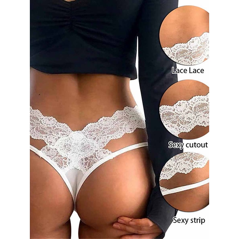 Women's Sexy Lingerie Panties Pure Color Fashion Hot Valentine's Day Bed Lace Breathable Summer Spring Home Outfits3