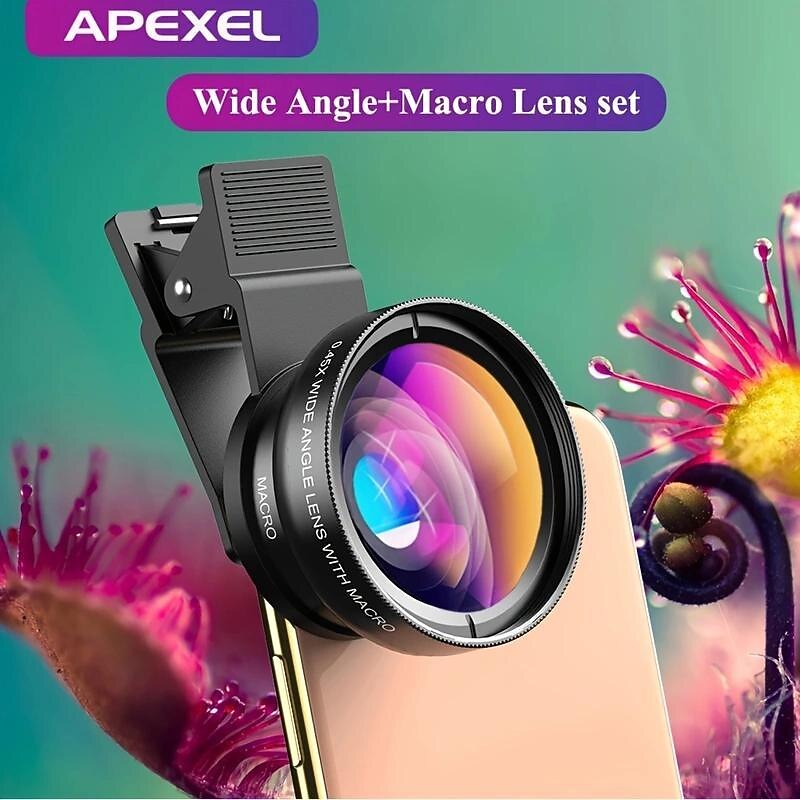 Phone Lens kit 0.45x Super Wide Angle & 12.5x Macro Micro Lens HD Camera Lentes for iPhone 6S 7 Xiaomi more cellphones