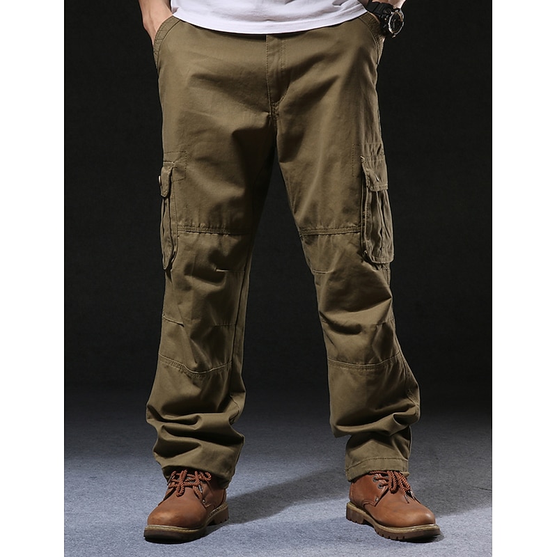 Men's Cargo Pants Cargo Trousers Hiking Pants Pocket Plain Comfort Breathable Outdoor Daily Going out Fashion Casual Army Yellow Black Micro-elastic2
