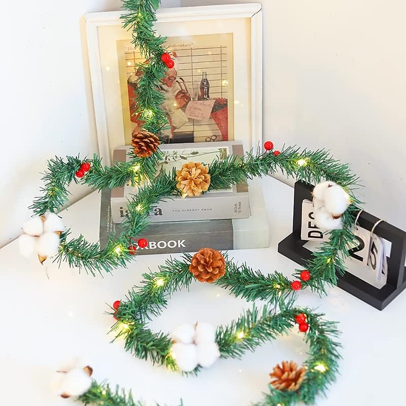 Christmas Garland with Lights Outdoor Christmas Decorations Battery Operated Christmas Lights2