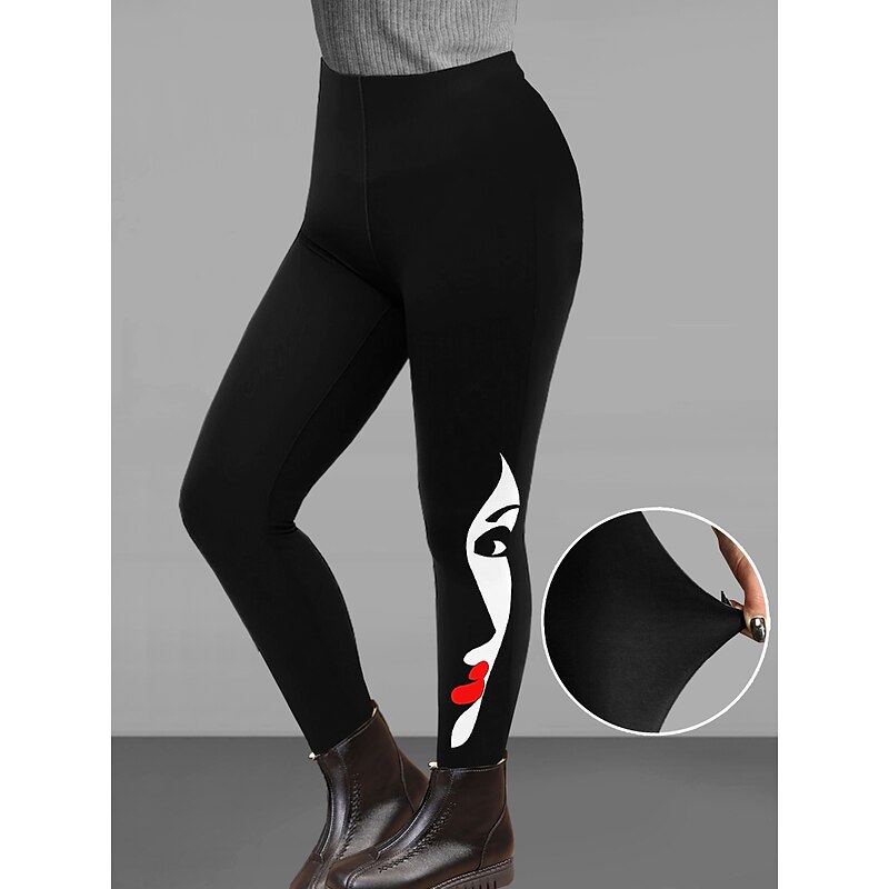 Women's Normal Leggings Cozy Leggings Designer Casual Ankle-Length High Rise Gradient Elastic Waist Print Breathability Comfortable High Elasticity Daily Wear Dark Chocolate Brown black Dark red
