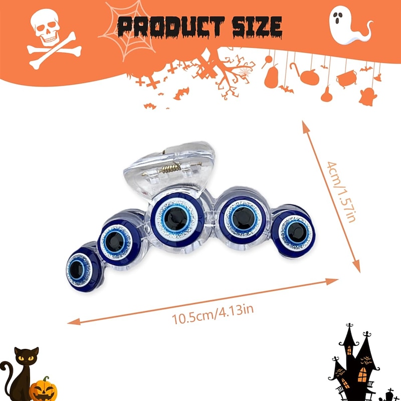 Halloween Hair Clips Evil Blue Eyes Hair Claw Clip for Thick Hair for Women Hair Barrettes for Hair Styling Acrylic Hair Accessories Cosplay Hair Supplies Hairpin Hair Crab Hair Decorations 1Pcs2