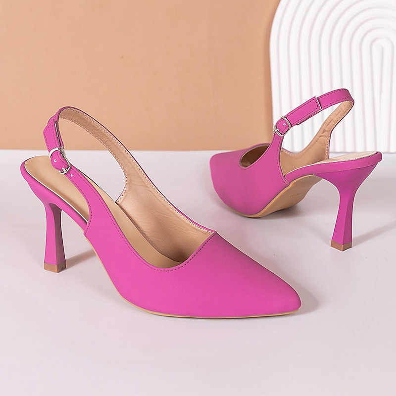 Women's Pointed Toe Slingback Heels – Elegant and Comfortable Dress Shoes with Adjustable Strap, Perfect for Parties, Weddings, and Formal Events
