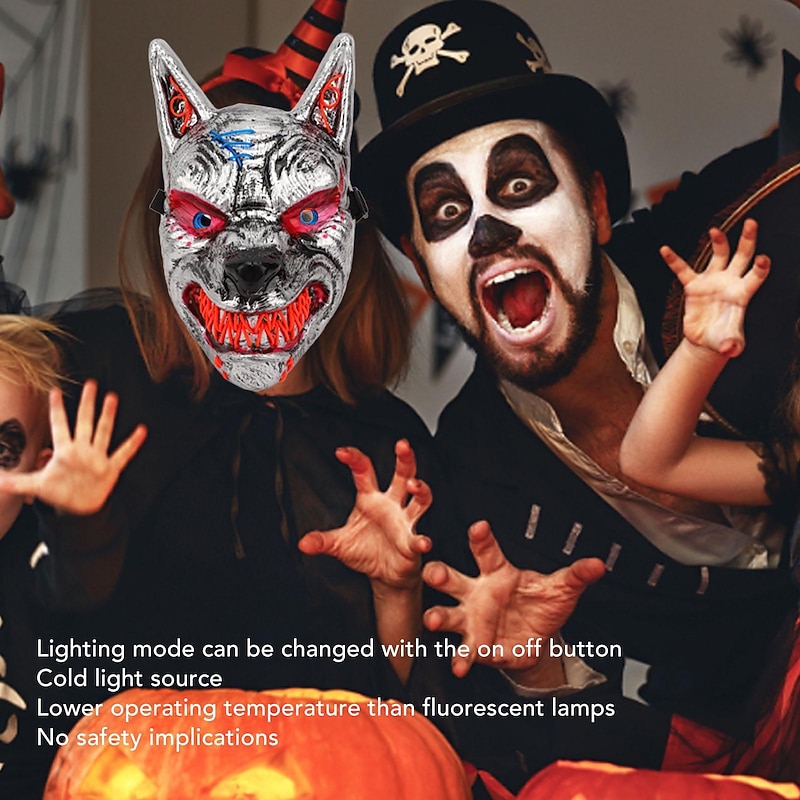 Halloween Wolf Head Mask Anime Demon LED Halloween Scary Wolf Mask For Costume Party2
