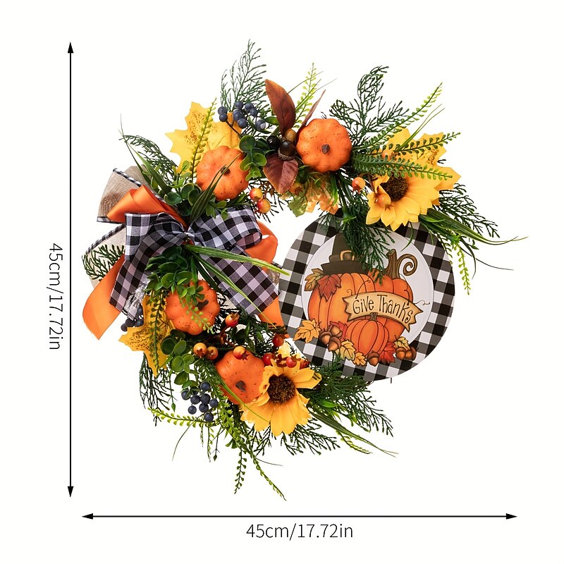 Fall Wreath Thanksgiving Wreath for Front Door Simple Fall Sign for Halloween Thanksgiving Outdoor Decor Hanging Ornaments2