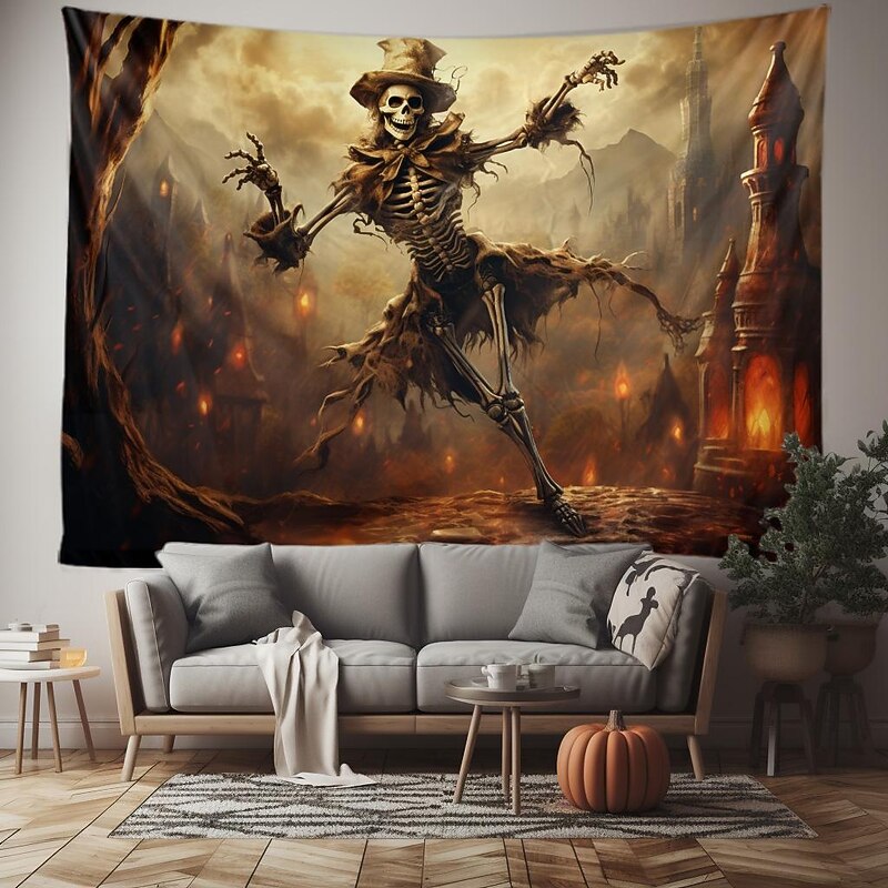 Skull Skeleton Hanging Tapestry Wall Art Large Tapestry Mural Decor Photograph Backdrop Blanket Curtain Home Bedroom Living Room Decorations