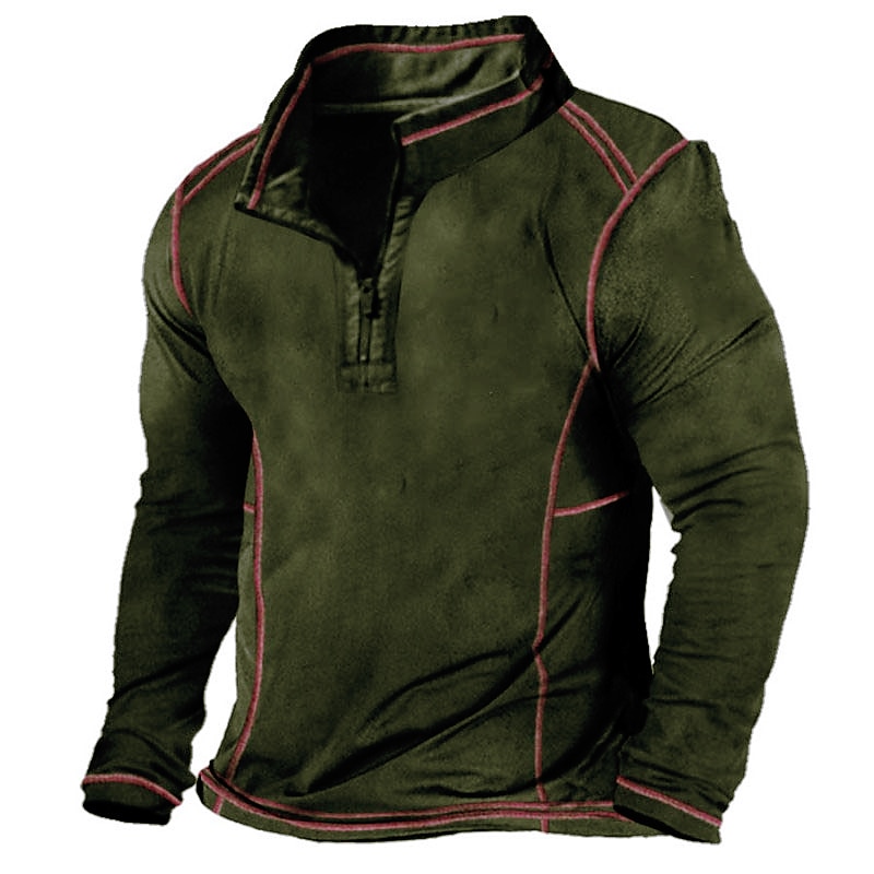 Men's T Shirt Tee Top Long Sleeve Quarter Zip Summer Plain Raglan Sleeve Fashion Designer Basic Vacation Street Going out Black Blue Purple Top Tee for Men2