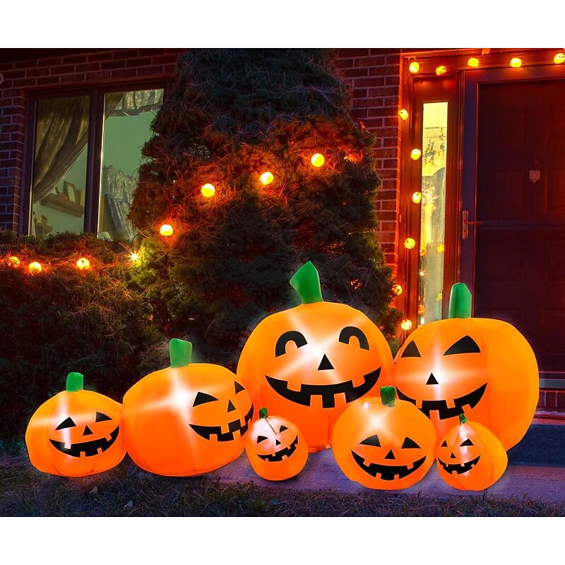 Halloween Decorations 10ft Long Inflatable  Pumpkin Light, LED Blow Up Light Up Pumpkin  Decor Indoor Outdoor Holiday Art Decor Decorations2