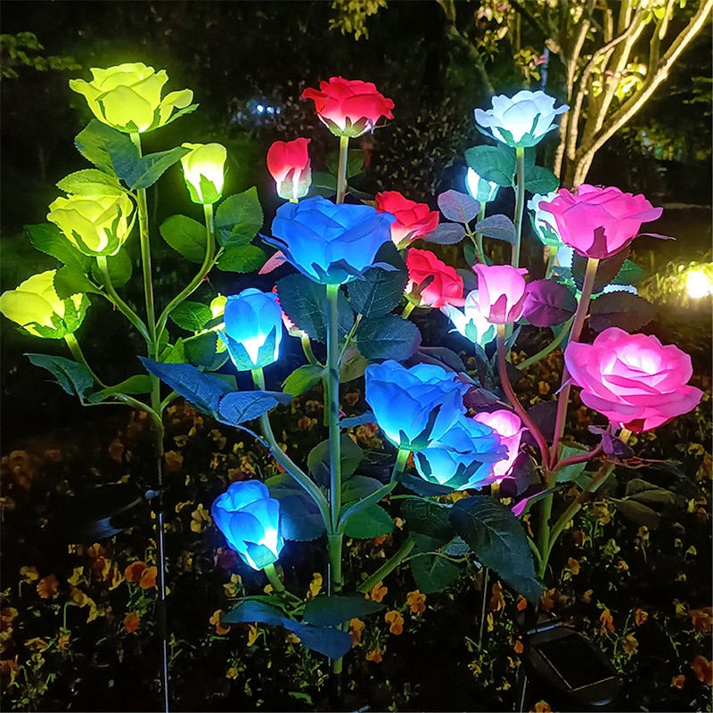 5-Head LED Solar Rose Orchid Flower Light - Waterproof Outdoor Pathway Garden Lamp, Simulation Lawn Light for Wedding, Party & Landscape Decor3