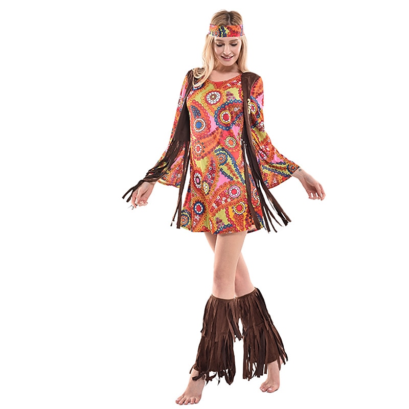 Retro Vintage 1970s Disco Outfits Masquerade Hippie Fancy Dress Women's Carnival Masquerade Performance Pride Parade Pride Month Adults' Dress Shoe Cover Headband