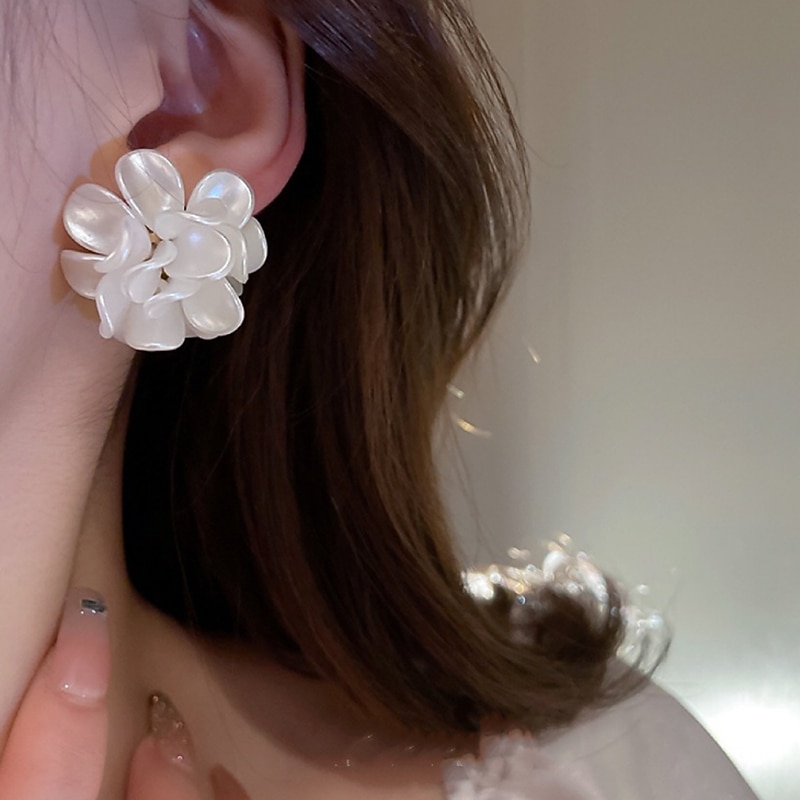 1 Pair Earrings For Women's Birthday Gift Prom Alloy Classic Petal2