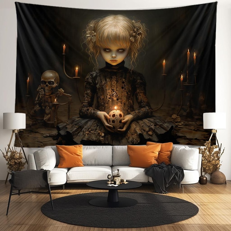 Halloween Horror Skull Hanging Tapestry Wall Art Large Tapestry Mural Decor Photograph Backdrop Blanket Curtain Home Bedroom Living Room Decoration Halloween Decorations2