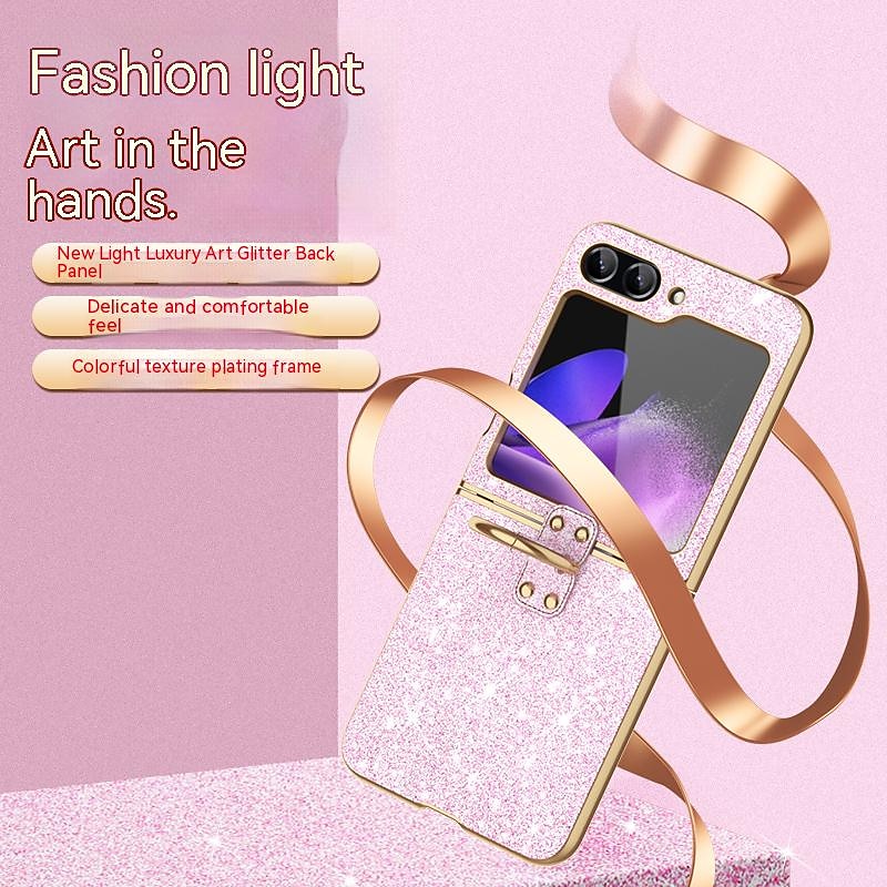Phone Case For Samsung Galaxy Z Flip 6 Z Flip 5 Z Flip 4 Z Flip 3 Back Cover Portable Bumper Frame Plating sky Glitter Shine TPU PC Metal2