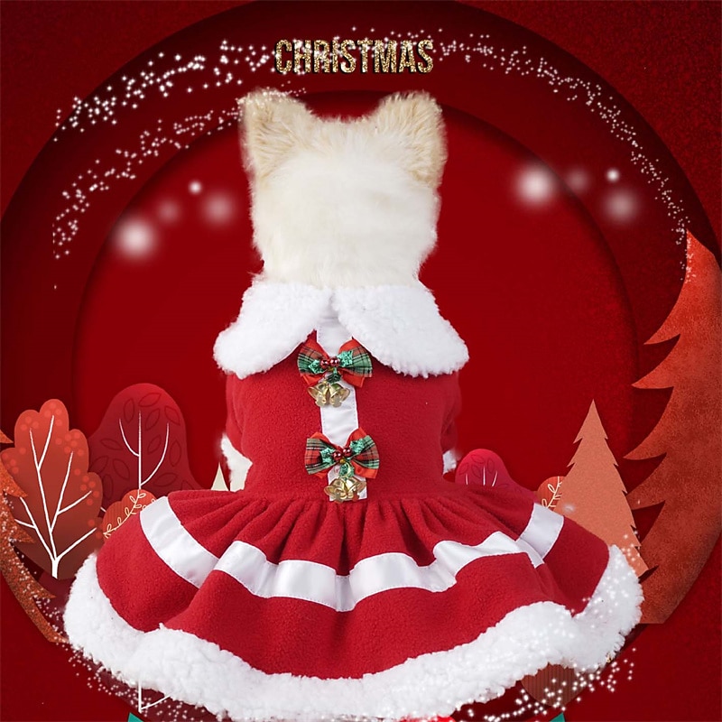 Christmas items Pet skirts Polar fleece Christmas dog clothes Small pet clothes for parties