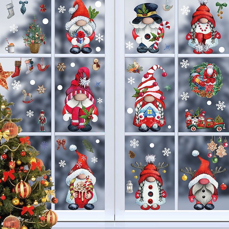 Christmas Dwarf Window Glass Wall Stickers Santa Claus Wall Decal Sticker4