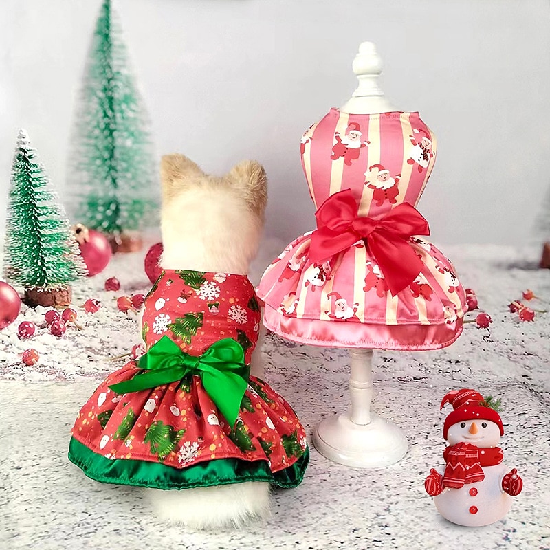 Dog Christmas dress Christmas pet skirt dog clothes Cross border holiday pet clothes Christmas one piece of hair