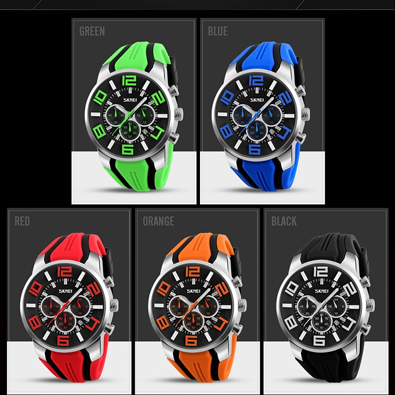 Mens Skmei Stop Watch Luxury Watches Silicone Strap Casual Watches For Men Waterproof Quartz 9128 Clock