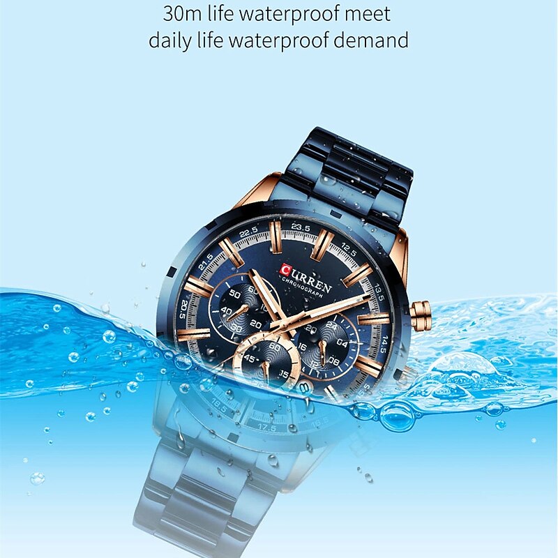 CURREN Men Watch Top Brand Luxury Sports Quartz Mens Watches Full Steel Waterproof Chronograph Wristwatch Men Relogio Masculino3